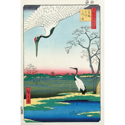 Plagát, Obraz - Hiroshige - Kanasugi at Mikawashima, Hiroshige Utagawa, 61 × 91.5 cm