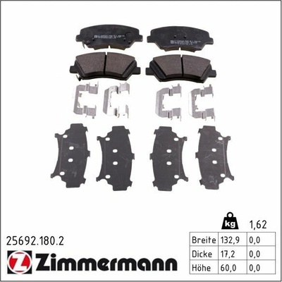 Sada brzdových destiček, kotoučová brzda ZIMMERMANN 25692.180.2