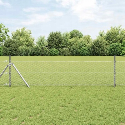 VidaXL Plotový sloupek. Stříbrná 25 x 0,4 m (36 mm síť) Ocel