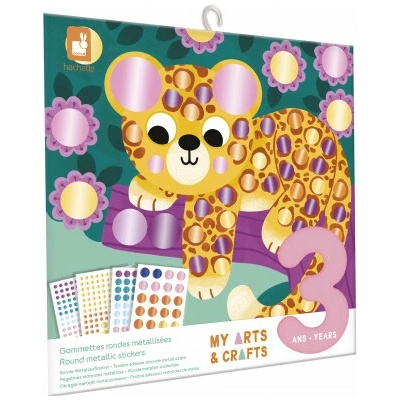 Janod My arts & crafts mini trblietavé okrúhle nálepky tiger a kamaráti od 3 rokov