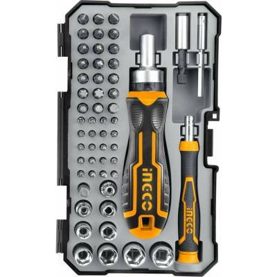 Ingco HKSDB0558 Šroubovák ráčna + bity sada 55ks CrV