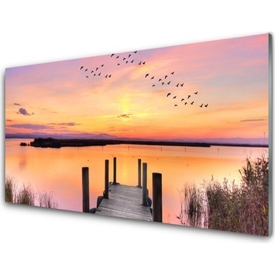 Plexisklo-obraz Molo Západ Slunce Jezero 100x50 cm