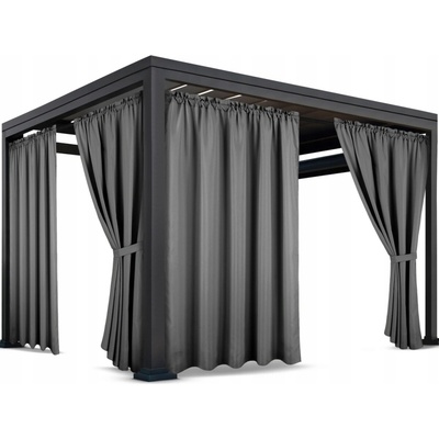 Záves so zavesením na tunel nepremokavý na terasu/altánok v svetlo sivej farbe so stuhou na uviazanie sivá Šírka 155 cm | Dĺžka 200 cm