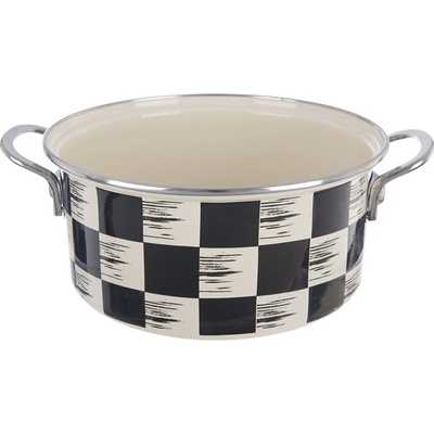 Orion Kastrol ŠACHOVNICE Lem 3 l 22 cm smaltovaný plech, nerezová ocel, kov béžová, černá, 8592381207021