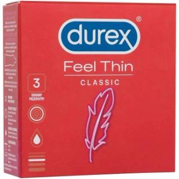 Durex Feel Thin Classic 3 бр тънки презервативи със силиконов лубрикантен гел