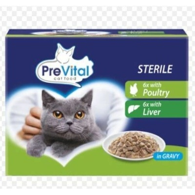 PreVital Sterilised s hydinou a pečeňou v omáčke 12 x 100 g