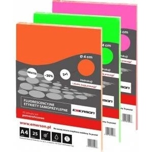 Emerson LABELS EMERSON A4 FLUORESENT ROSE WHEEL 25 SHEETS