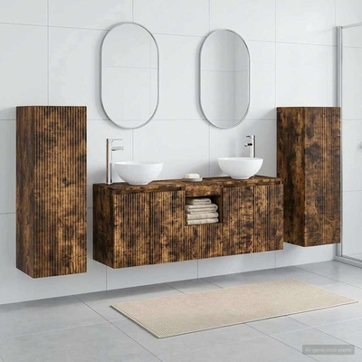 vidaXL Комплект мебели за баня 5 бр. Опушен дъб 33 x 34, 5 x 100 см (3405988)