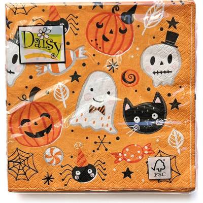 no name Ubrousky Halloween Orange Halloween 33x33 cm 20 ks