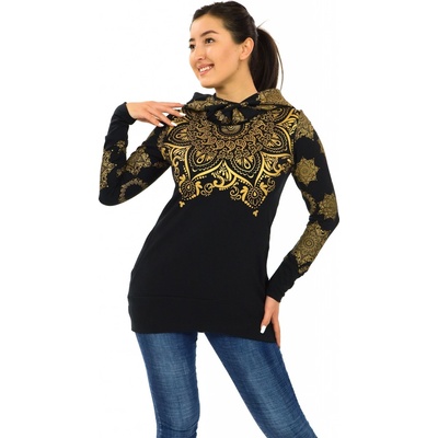 Himalife mikina Moana s maxi kapucí černá s metalickou zlatou – Hledejceny.cz