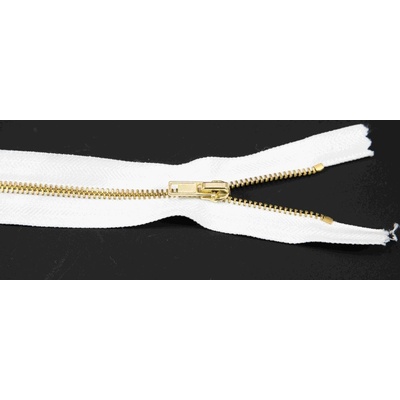 Nedeliteľný kovový mosadzný zips č.3 viac farieb - dĺžka (10 - 25 cm) 14 cm Biela
