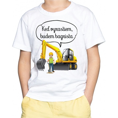 Fajntričko Kids detské tričko Keď vyrastiem, budem bagrista biela