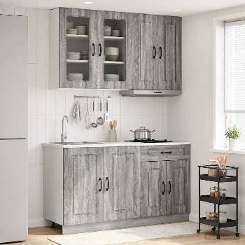 vidaXL Кухненски единица KALMAR 4 pcs Сив Сонома Инженерна дървесина (3438301)