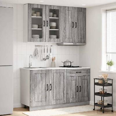 vidaXL Кухненски единица KALMAR 4 pcs Сив Сонома Инженерна дървесина (3438301)