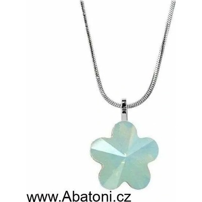 Swarovski Elements Stříbrný náhrdelník zelená kytička, květinka 342391.1 Pacific Opal