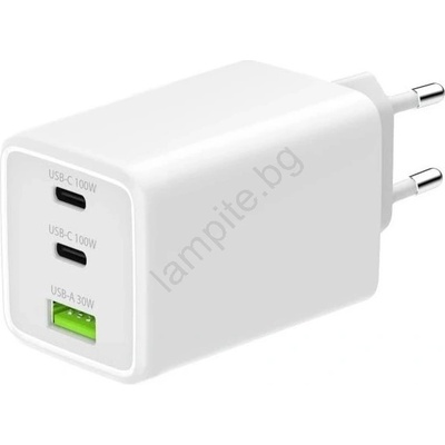 - Адаптер за зареждане GaN 1xUSB-A + 2xUSB-C 100W бял (WN0129)