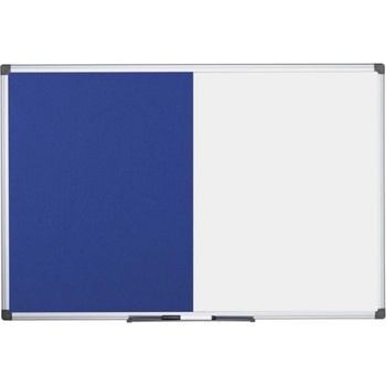 Bi-Office Popisovacia magnetická tabuľa a textilná nástenka, biela/modrá, 900 x 600 mm