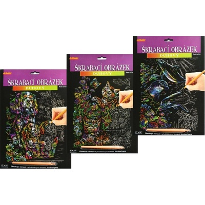 Škrabací obrázok dúhový A4 23x32cm 3 druhy