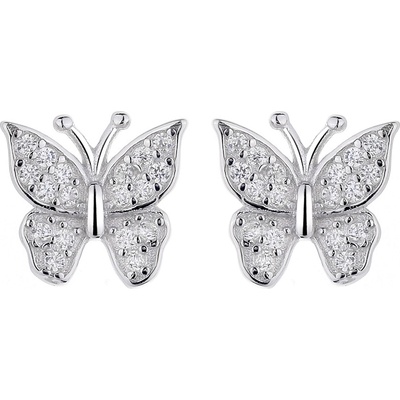 DELIS Сребърни обеци, jw731, дизайн на пеперуда, с родиево покритие (jw731)