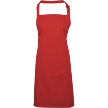 Premier Workwear zástera s náprsenkou a vreckom Červená