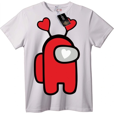NOONEBRAND Among Us с любовни сърца - 2XL, White