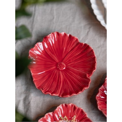 Storefactory Keramický servírovací talíř Blomster Red 15 cm Scandinavia