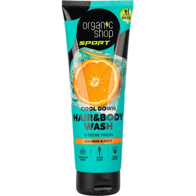 ORGANIC SHOP SPORT Osvěžující sprchový gel na vlasy a tělo Pomeranč a máta 200 ml