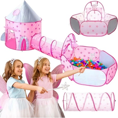 Wooopie Stan 3v1 Palác Princezny XXL Domek Tunel Suchý Bazén