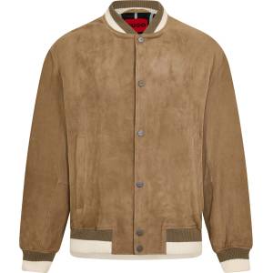 Hugo Яке Hugo Men's Ledam Leather Jacket - Medium Brown