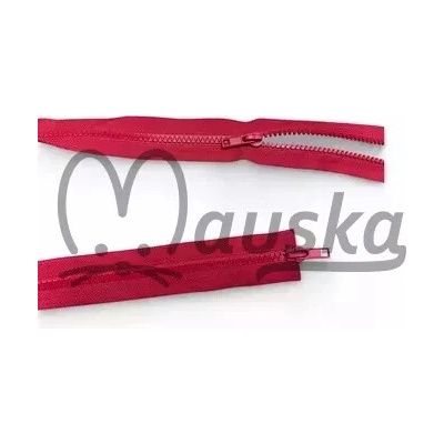 Zip kostěný bundový 5mm dělitelný 2 jezdce délka 80 cm - ČERVENÁ