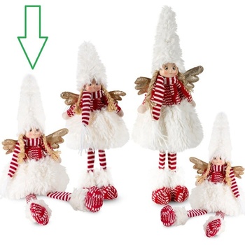 Eurofirany Vianočný anjel SEDIACI 40 cm bábika anjelik v zimnom outfite UNI