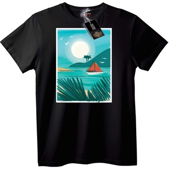 NOONEBRAND Тениска Тропическо Платноходство - 7XL, Black