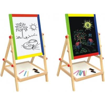 Popron.cz Tabuľa drevo obojstranná čierna / biela s doplnkami v krabici 39 x 50 x 5,5 cm