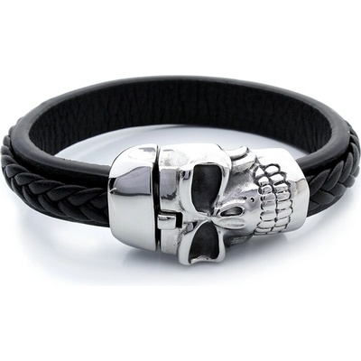 BM Jewellery Pánský kožený náramek s lebkou SKULL S564280