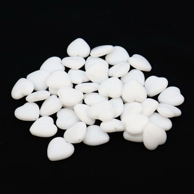 Pro Háčkování Korálek skleněný srdce 15 x 16 mm bílé