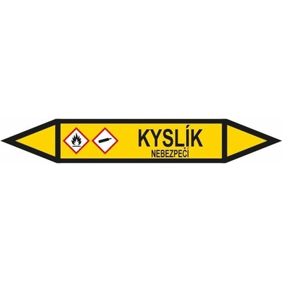 Šipka pro značení potrubí - KYSLÍK, 166 x 26 mm, aršík 5 ks