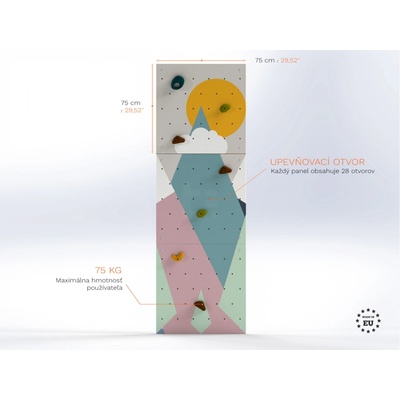 TetisWood lezecká stena pre deti 3 panely LEZÚŇ Farebné hory