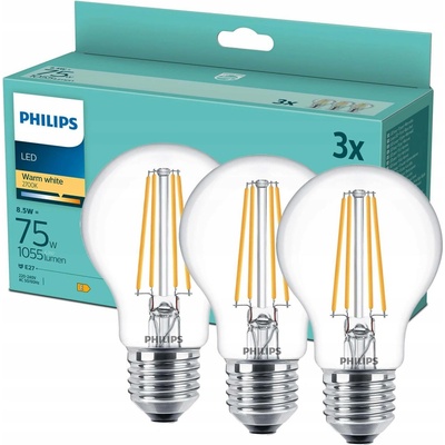 Philips 8718699696955 LED žárovka filament E27 8,5W/75W 1055lm A60 2700K