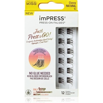 KISS imPRESS Just Press & GO ! trsové nalepovacie mihalnice bez uzlíka Classy Natural 12 ks