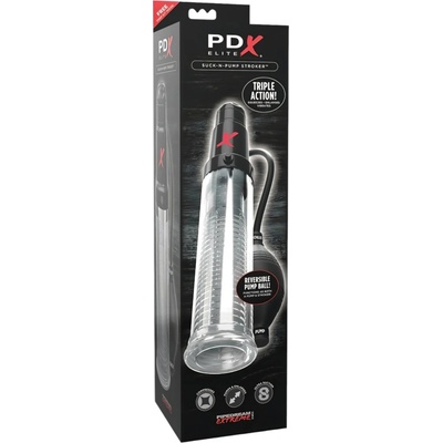 PDX Elite - 2v1 - penisová pumpa a masturbátor dohromady průhledný