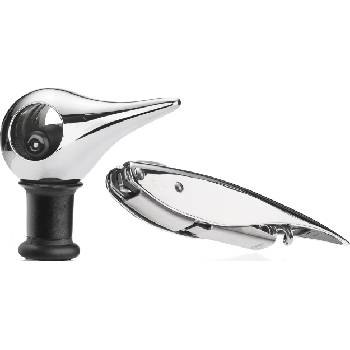 Zone Denmark Тирбушон със запушалка за вино Rocks полиран 2 части (24464)