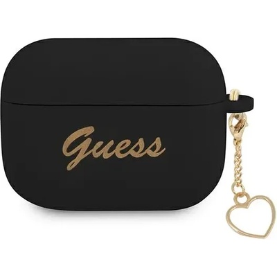 Guess GUAPLSCHSK калъф за AirPods Pro, черен, Silicone Charm Collection (GUAPLSCHSK)
