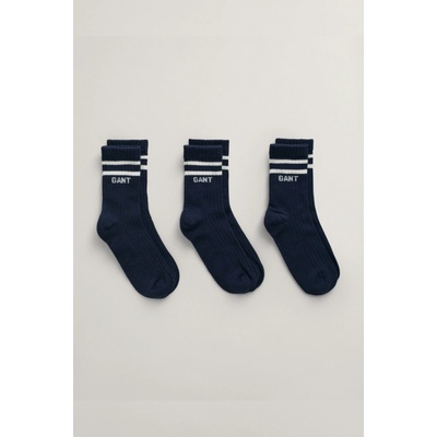 GANT LOGO RIB SOCKS 3 PACK modrá 19/21