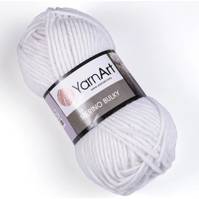 Pletací příze YarnArt MERINO BULKY 501 bílá, jednobarevná, 100g/100m