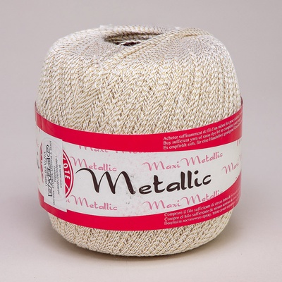 Pletací / háčkovací příze Madame Tricote paris MAXI METALLIC 1003 bílá, stříbrný lurex, 100g/565m