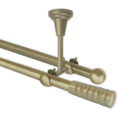OK-GarnýžeCZ Garnýž kovová dvouřadá 16mm Torino zlatá antik 140 cm do stropu / na tunýlek - bez kroužků