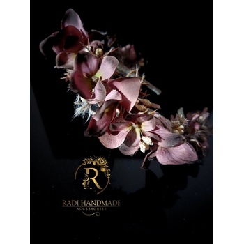 Image 1 of Radi handmade Диадема за коса с тъмно винени хортензии (571)