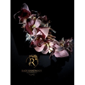 Radi handmade Диадема за коса с тъмно винени хортензии (571)