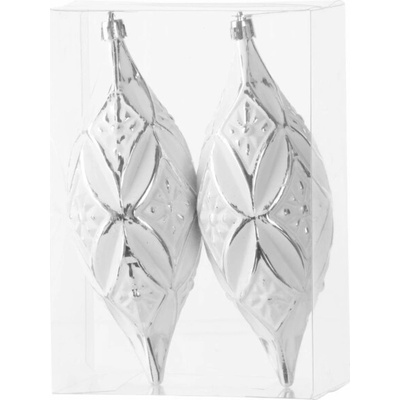Ozdoba MagicHome Vánoce stříbrné na vánoční stromeček 2 ks 16 cm