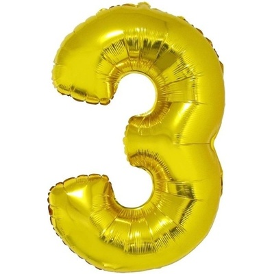 Foliový balónek číslo 3 zlatý 102 cm